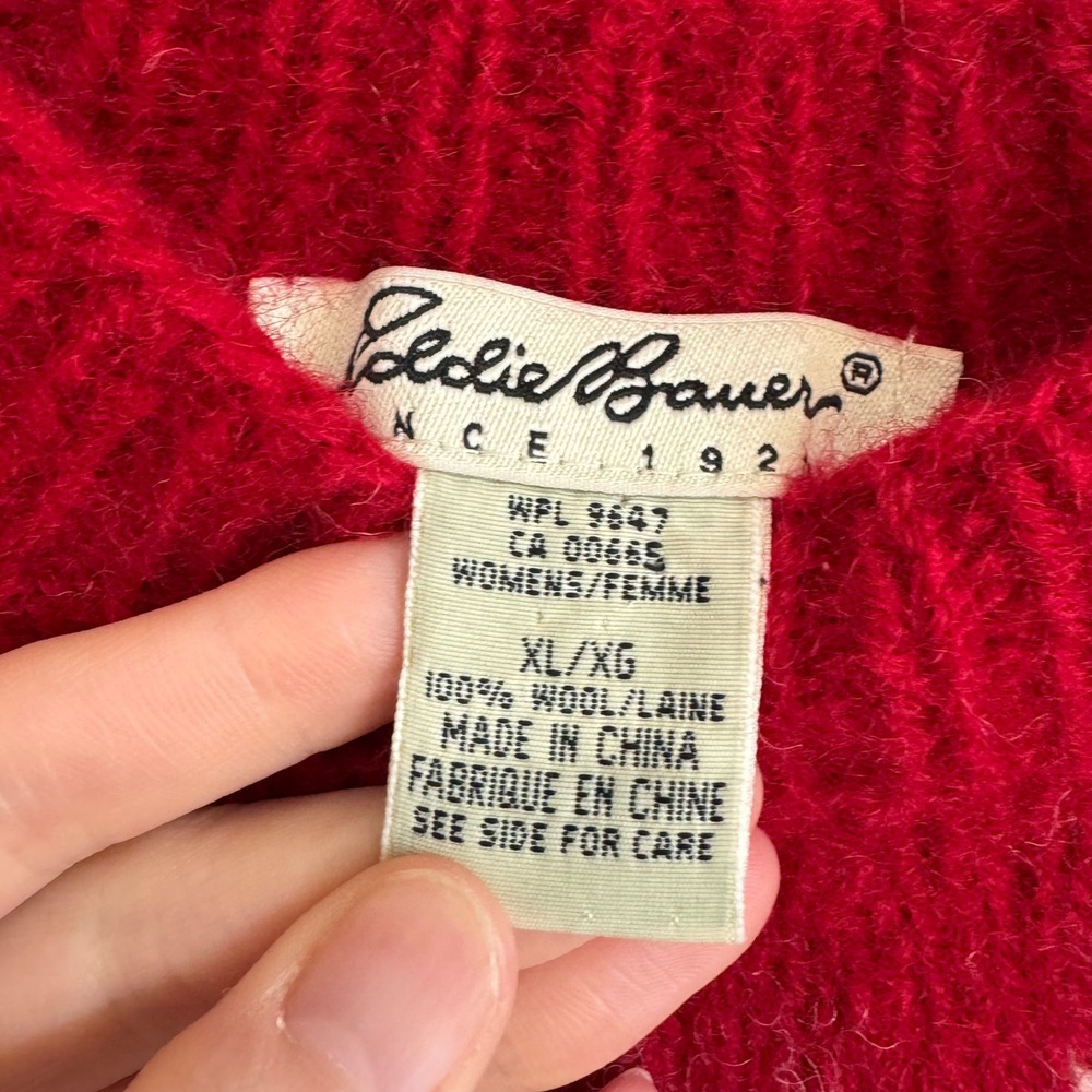 VTG Eddie Bauer Legend 100% Wool Nordic Sweater Women's XL 90's Boxy Winter - Picture 3 of 7